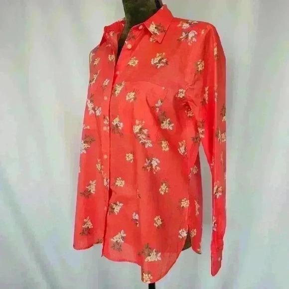 😍 NWOT 😍 Ann Taylor Loft Floral Everyday Shirt, Red, Size S - Picture 7 of 9